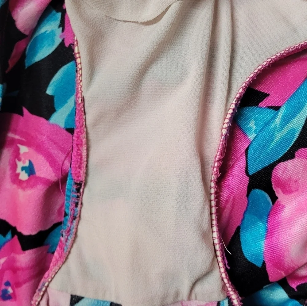 Union Made 70s Vintage Robby Len Pink Rose Half-Belt Low Back One-piece Swimsuit
